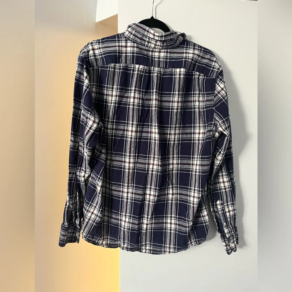 J.Crew Men's Navy Plaid Shirt XL